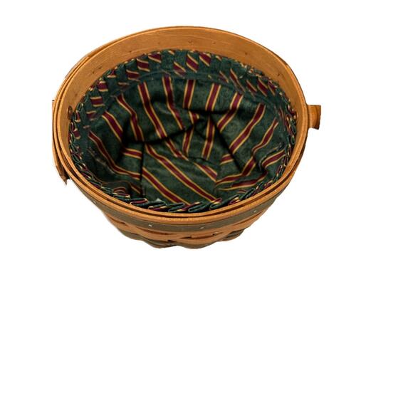 1994 Longaberger Christmas Collection Jingle Bell Green Trim Basket Plaid Liner - Picture 2 of 4